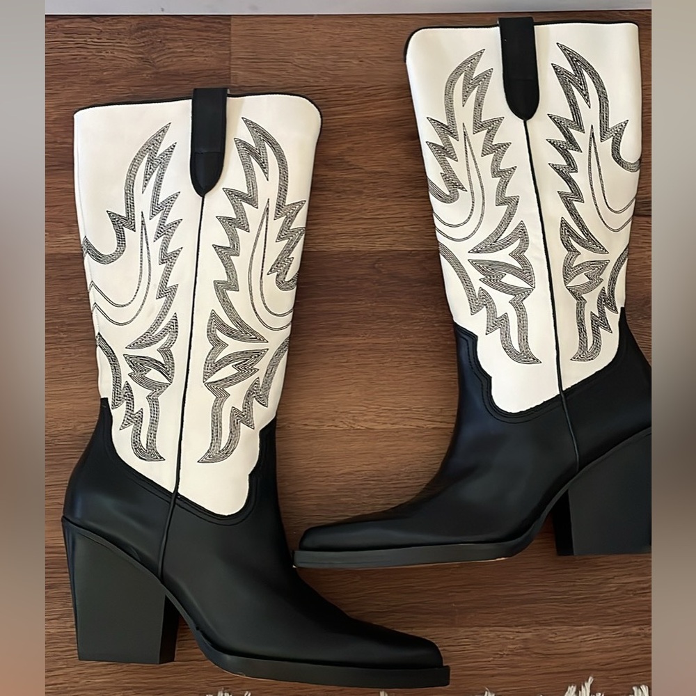 New Dolce Vita Blanch Cowgirl Boots Size 10 - Picture 3 of 6
